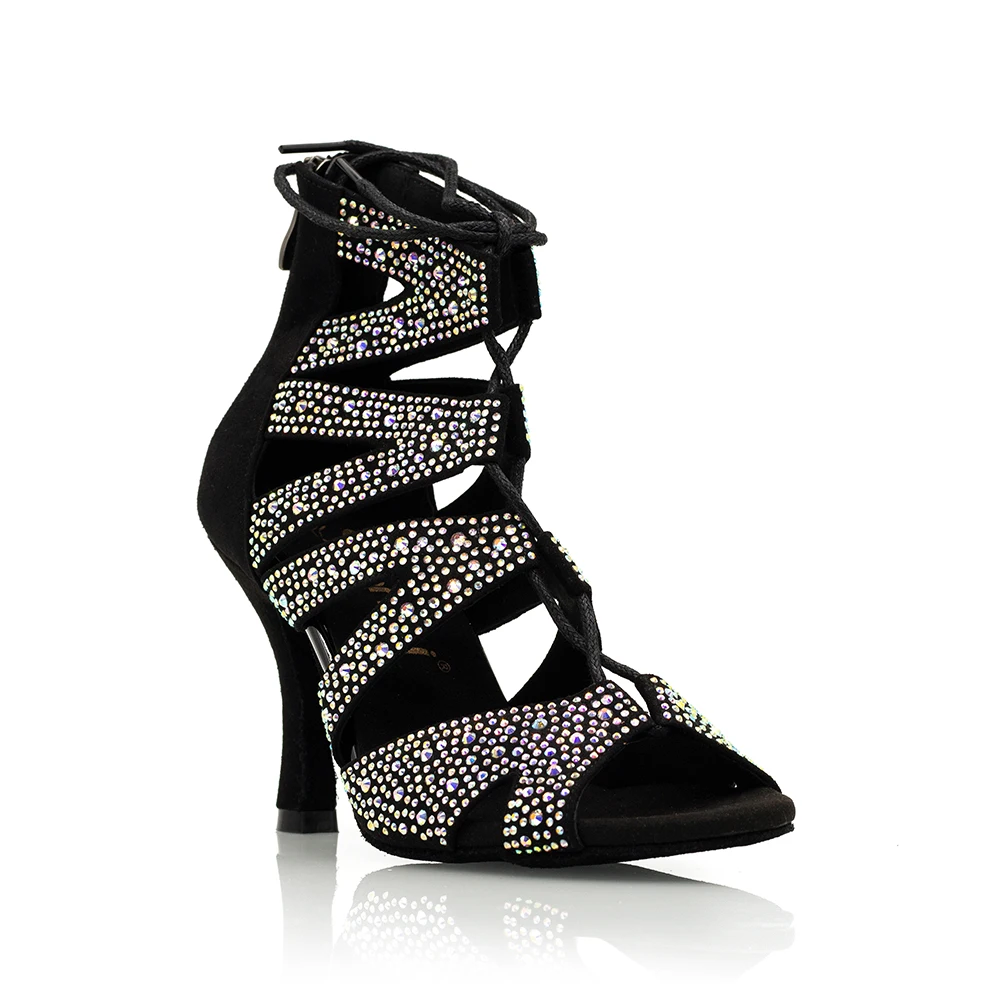 Женские танцевальные сапоги Suphini, на шнуровке, Высокий Каблук 8,5 см, Бачата, сальса