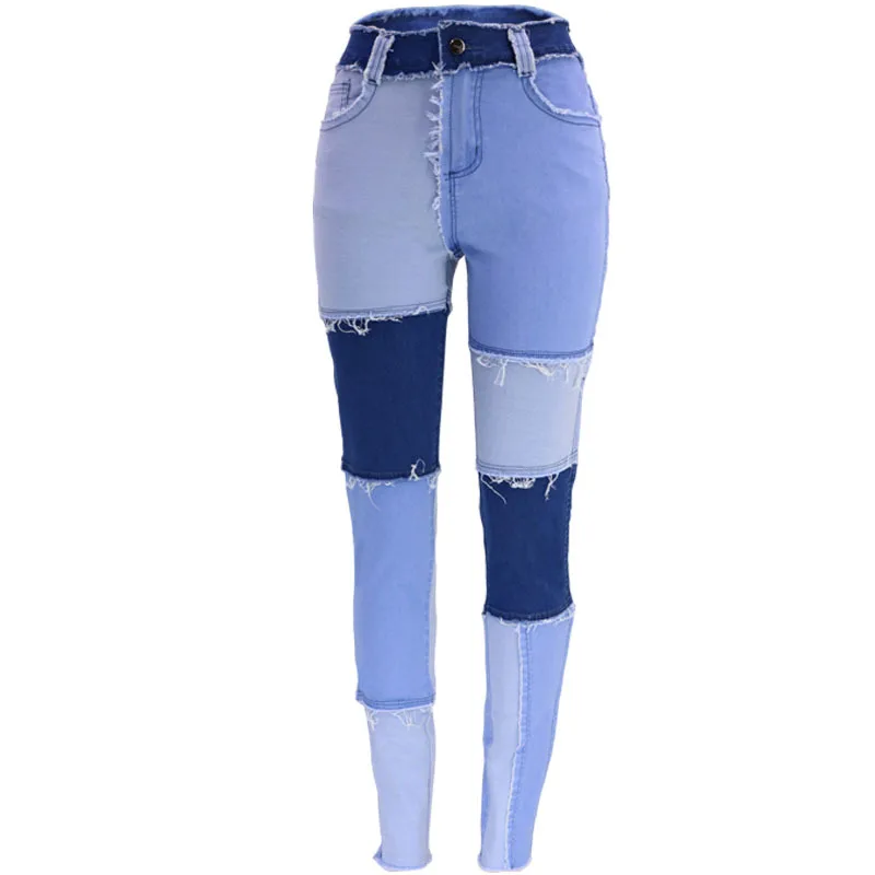 Women Stylish Hig Waist Ripped Jeans 
