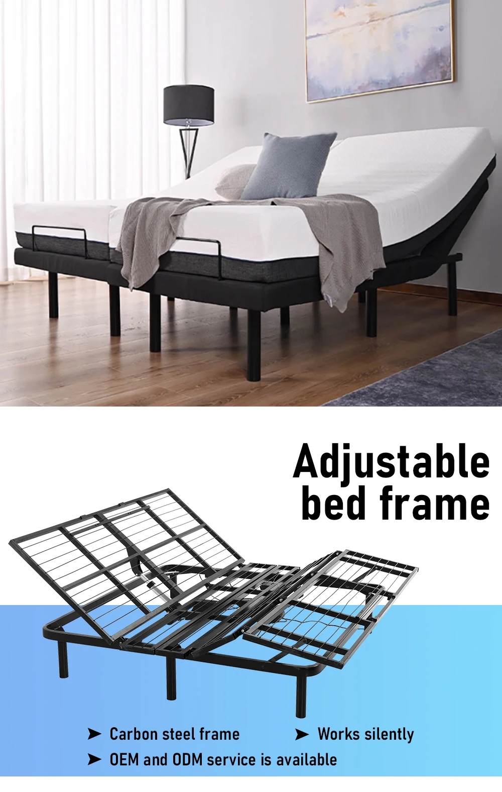 Meisemobel Electric Adjustable Bed Frame With Massage Split Adjustable