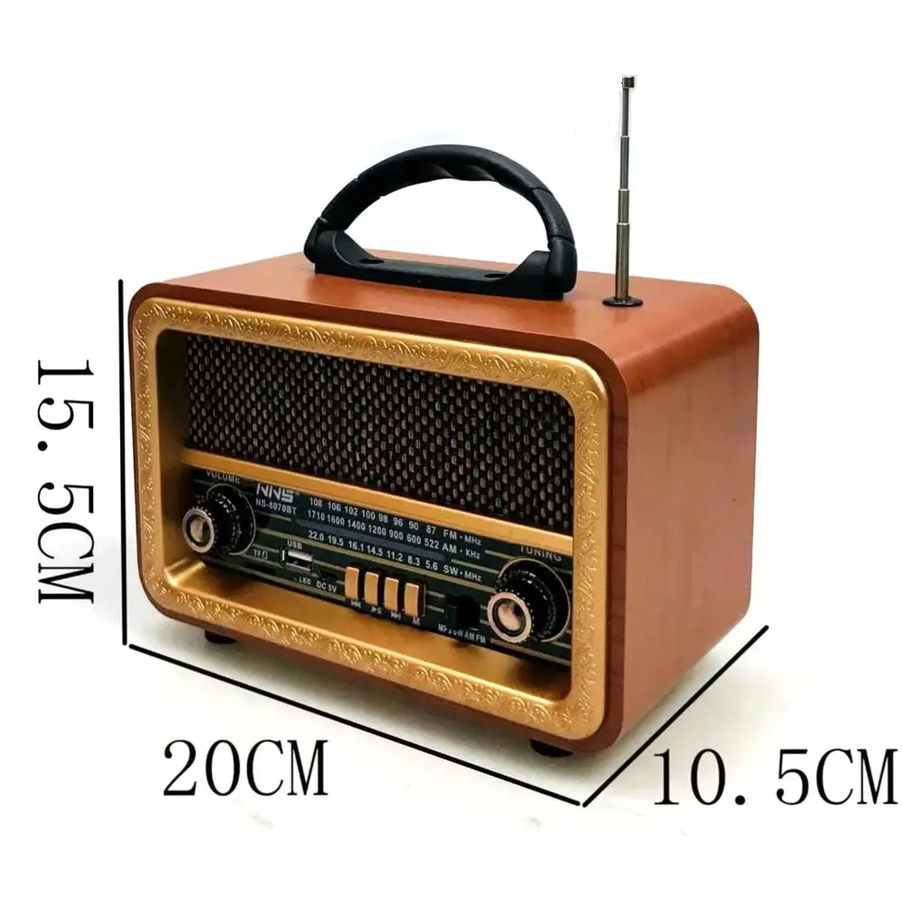 NNS Wooden Old Style AM FM Sw Radio NS-8070BT Stereo Sound