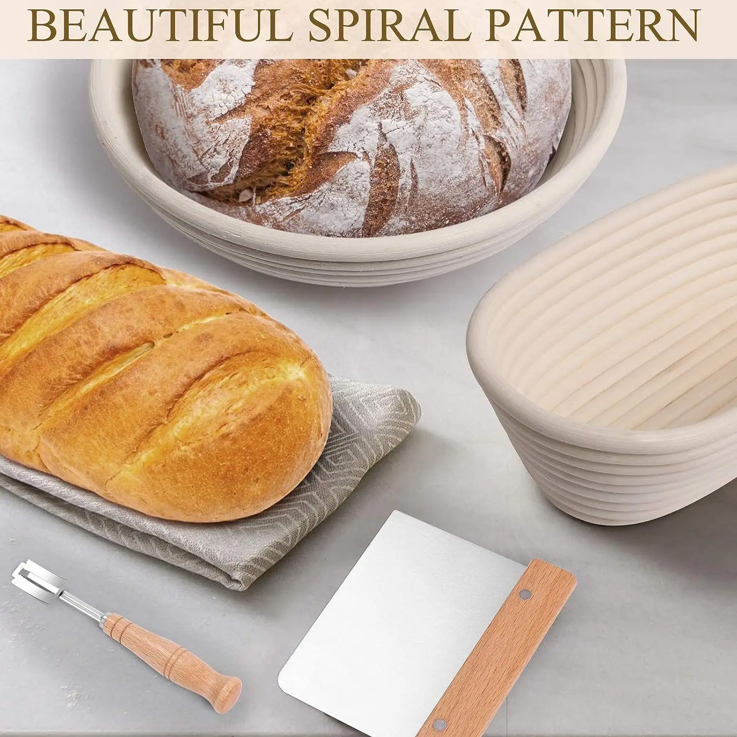 Ht Banneton Bread Proofing Basket Set 10 Inch Oval 9 Inch Round ...