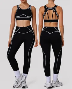 New Arrival Gym Custom Logo Yoga Fitness Bra High Quality Athletic Training Sportswear Workout Black Sets for Women