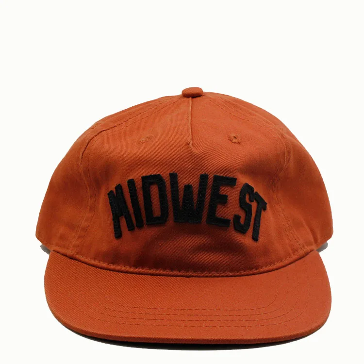 Customized Unstructured 5 Panel Camper Hat With Flat Brim Custom Flocking Embroidery