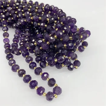 Natural Amethyst White Crystal Red Crystal Beads 6x8mm Faceted Rondelle Loose Beads For Jewelry Diy Bracelet Necklace