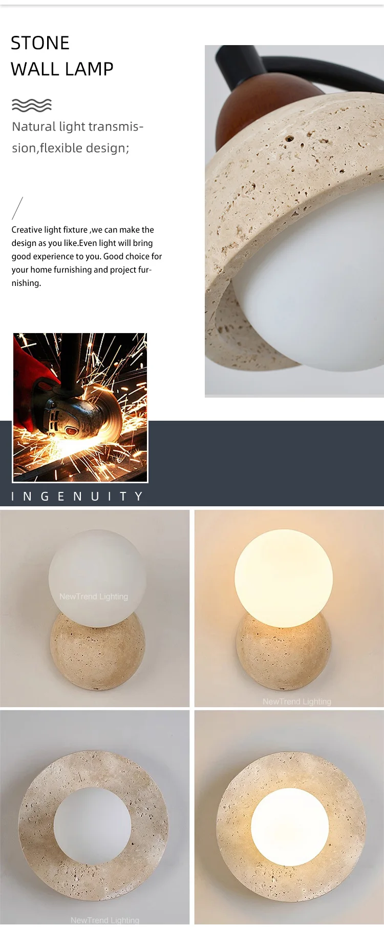 cpl 440 modern textured plaster wall light  minimalist stone effect sconce for living room-1