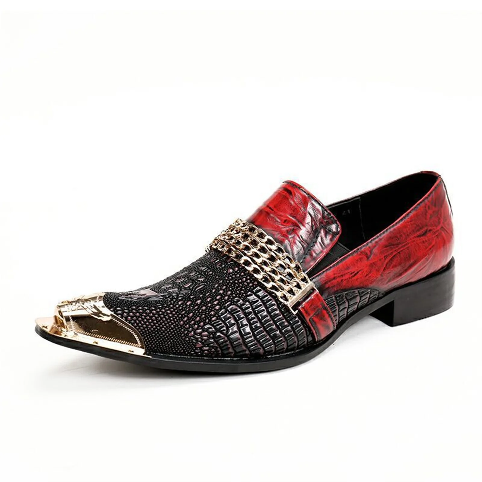 Metal Decoration Metal Pointed Toe Slip on Low Top Men Oxford Loafer shoes for Men