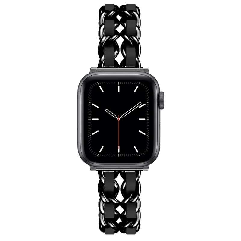 Pulsera de cadena de metal de moda para mujer, 15 estilos, correa de reloj  inteligente de acero inoxidable de cuero para Apple Watch 10