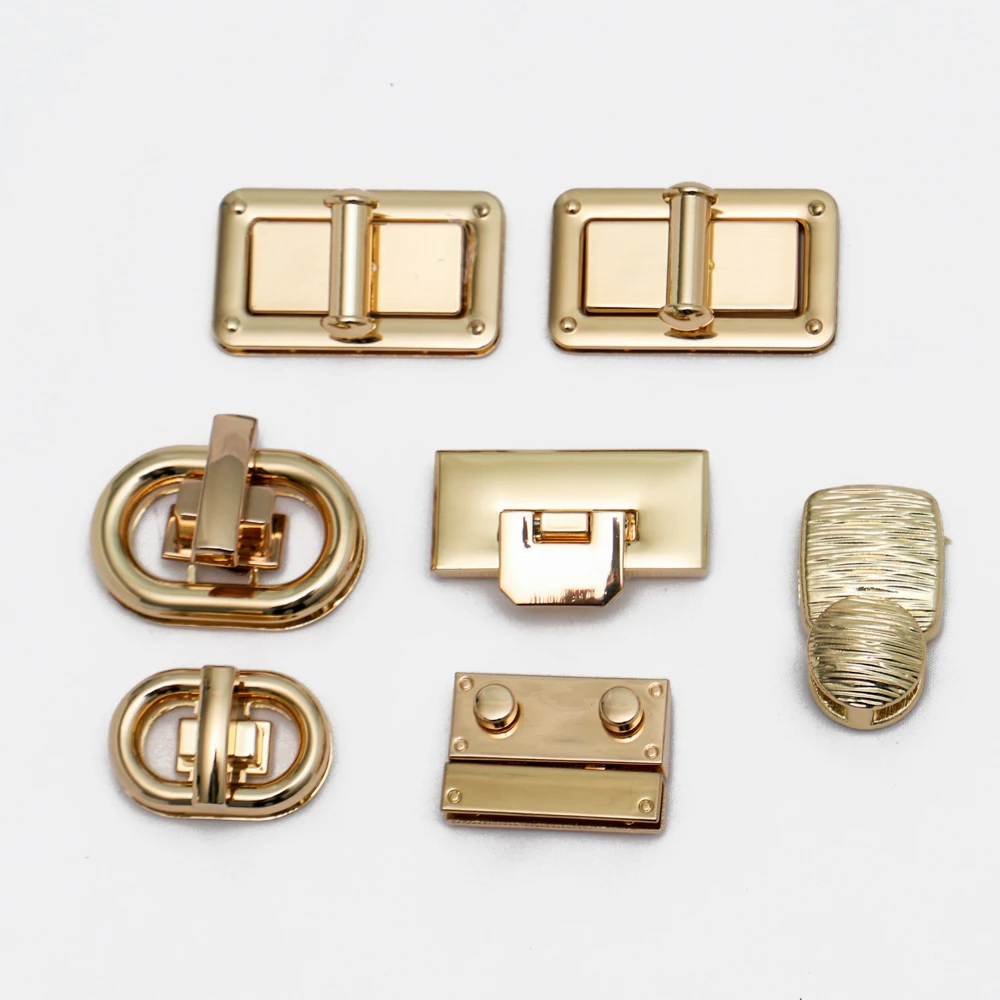 Custom Logo Metal Bag Clasp Press Lock Accessories High Quality Alloy Handbag Push Lock Metal Turn Twist Lock for Women Bag