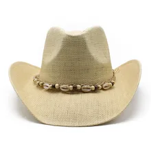Custom Logo Wholesale Western Style  Straw Paper Cowboy Hat Men Women Panama Fedora Hat Metal Bullhead Spring Autumn Cowboy Hat