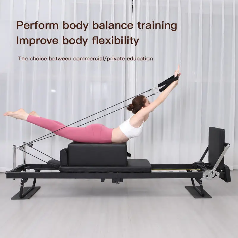 Portable 232cm Extended Frame Pilates Reformer Core Bed Durable Yoga Training Equipment Two Types Tension Values Spring Latex