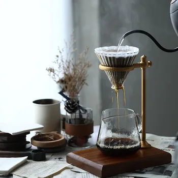 High Quality Solid Wood Pour Over Coffee Maker Filter Stand Modern Drip Station Coffee Dripper Food Grade Aluminium Tea Tool
