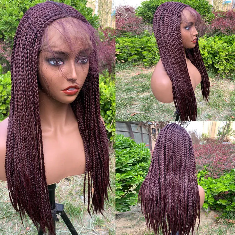 Wholesale African Knotless Box Braiding Hair Wig Glueless Synthetic ...