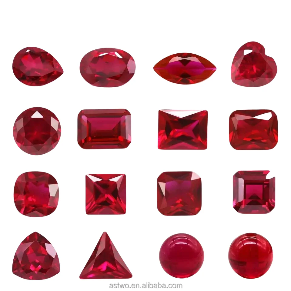Top Quality 5A Natural Ruby Ring Pear Round Oval Polished Lab Created Loose Gemstones Synthetic Sexy Ruby