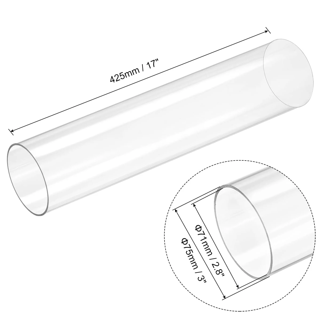 Plastic Transparent Pipe Rigid Polycarbonate Round Tube Clear High Impact for Lighting Models Water Plumbing