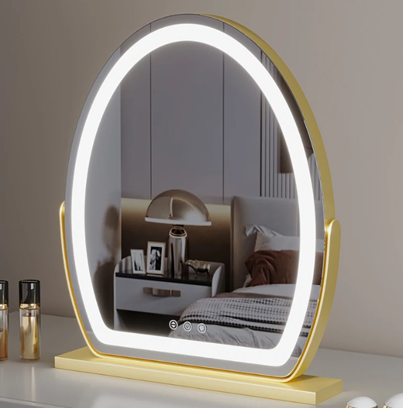 Oval LED Vanity Mirror with Smart Touch Buttons and USB Charging for Personal Beauty