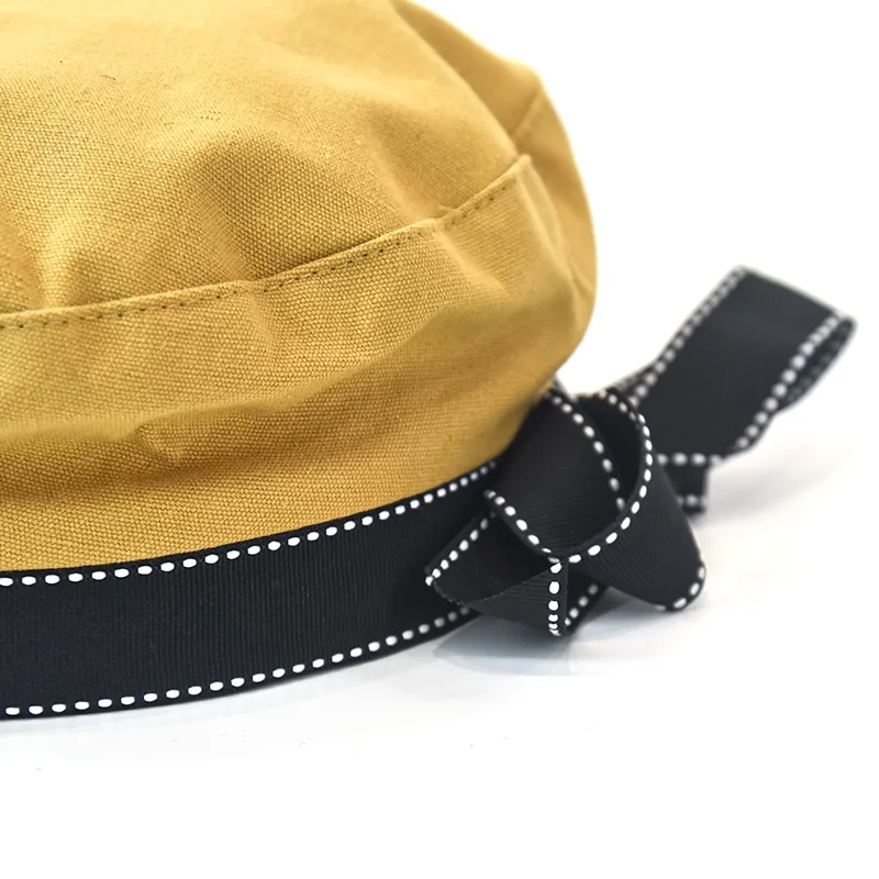 New design fashion Korean outdoor sports beret leather flat top military hat