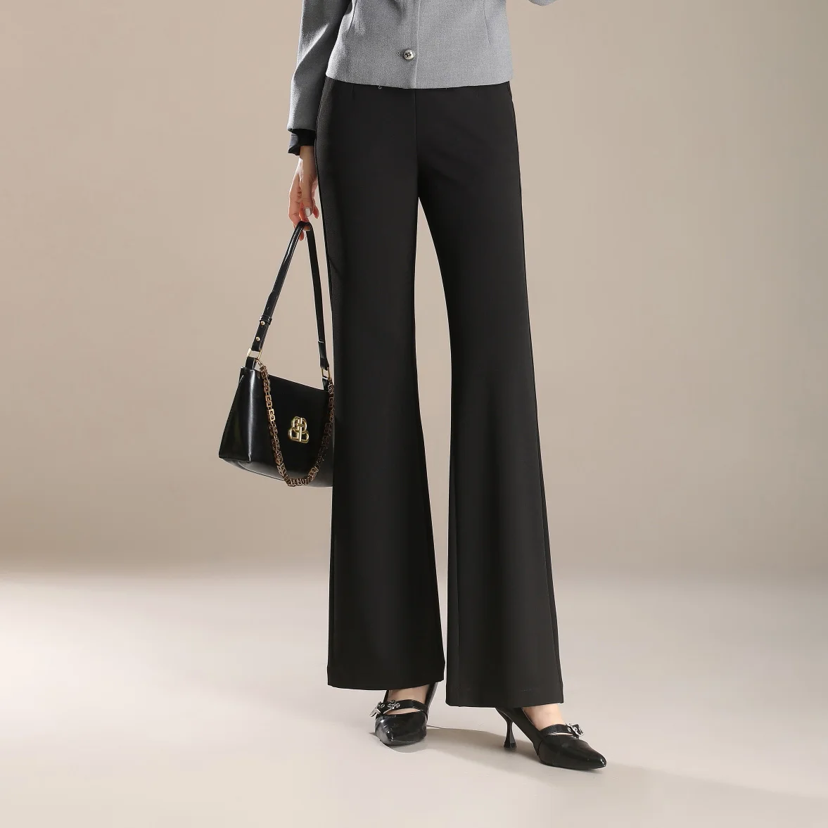 2025 Summer Women's New High-waisted Slim-fit Straight Pants Knitted Casual Flared Pants