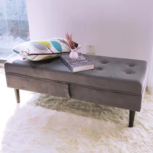 Customized Factory Wholesale Ottoman Bench Bedroom Design Velvet Storage Bench Ottoman Upholstered Bed End Stool Piano Stool