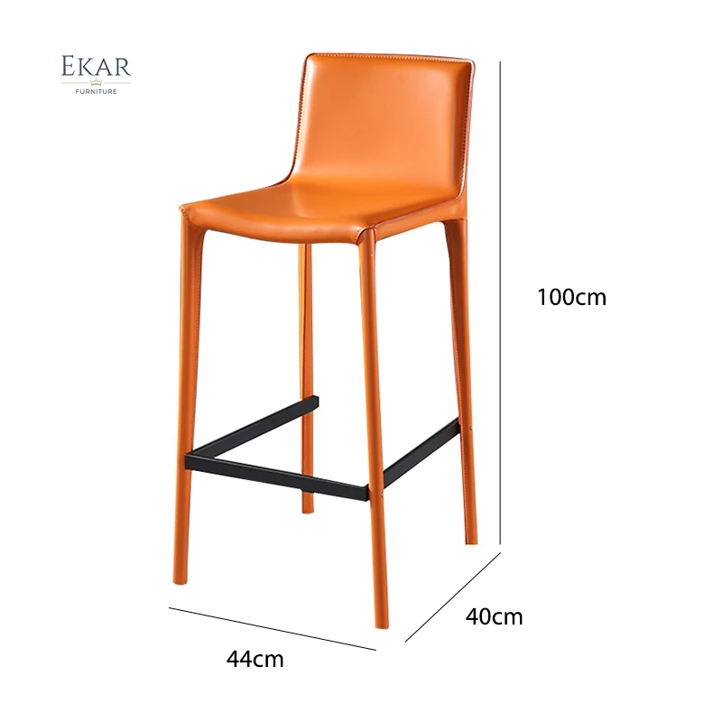 Ekar Furniture Foshan Supplier Nordic Design Saddle Leather Luxury Home Bar High Chair factory