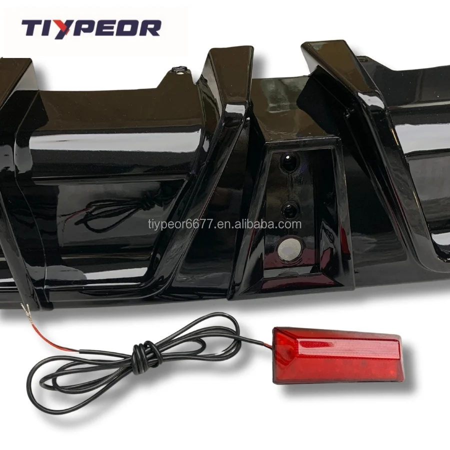 product tiypeor  diffuser bodykit for toyota camry se xse  2018 2024 glossy black rear bumper diffuser lip with led light-5