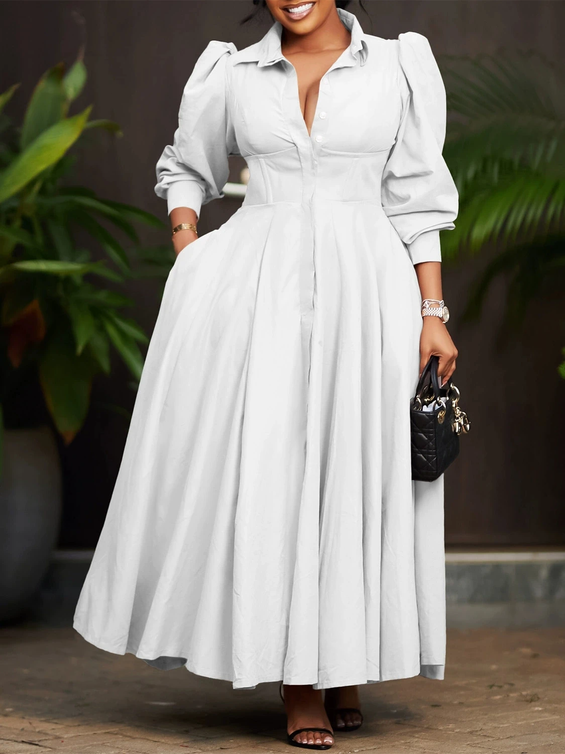 blue dress for baby girl Brilliant White Women's Short Sleeve Button Down Babydoll Dress A-Line –  Lookbook Store main image 1