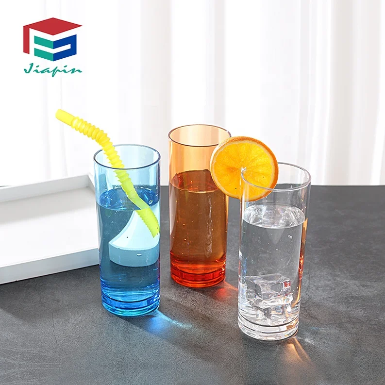 Wholesale 12 Oz. PC Plastic Collins Glass 360ml Unbreakable Juice Glass  High Ball Glass Different Colors Available