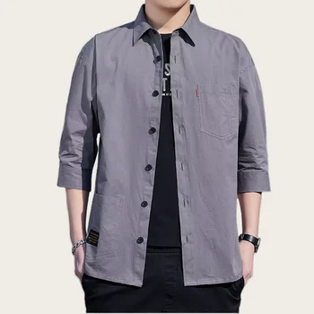 Custom  New Spring/Summer Thin Workwear Men's Shirt Casual Sleeves Medium Sleeve Fashion Men's Top