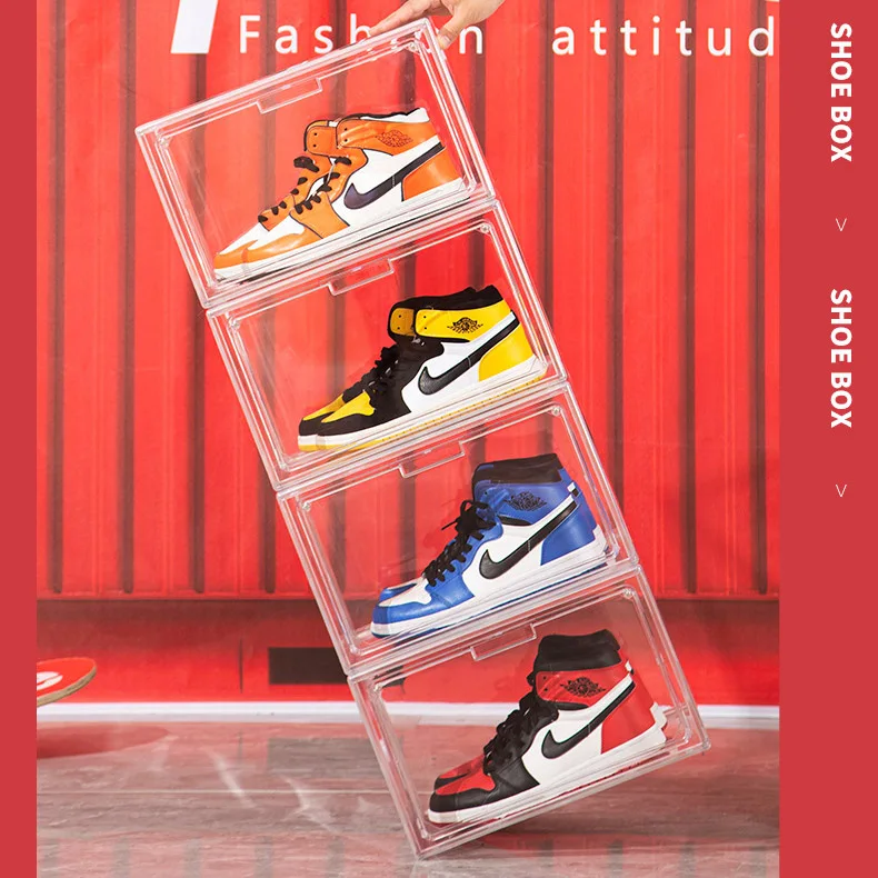 Wholesale Custom Plastic Shoebox Clear Acrylic Shoe Container Box Packaging Box Display Case
