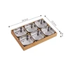 Silver   -- 6 pcs Square  set with wooden tray