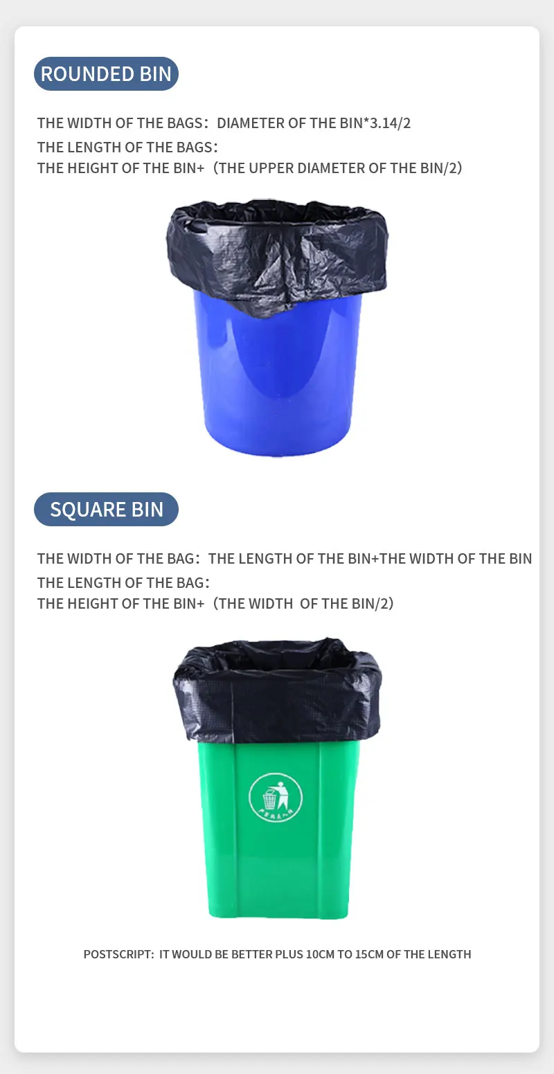 Plastic Garbage Bag Flat Pocket Custom Plastic Garbage Trash Rubbish