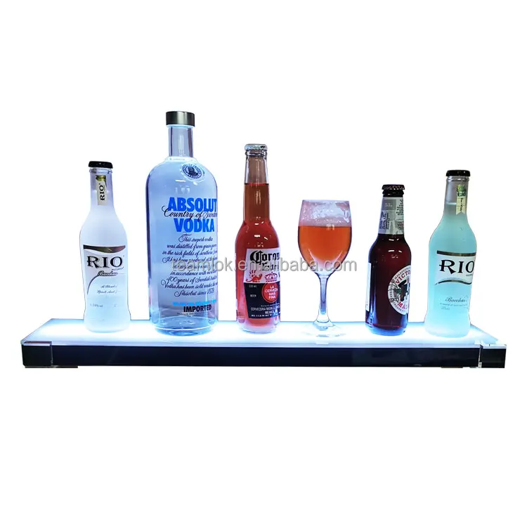 LED bar bottle display shelf 18" 24" 36" 48" wall mounted led acrylic floating wall shelf