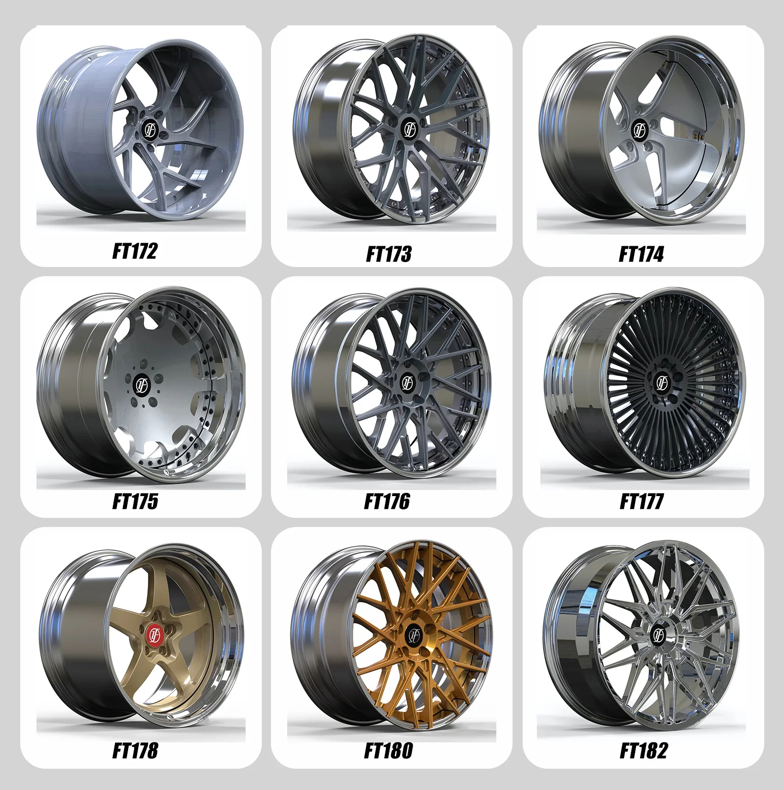 Yufei Rims 2 Piece Full Size 1626 Inch Wheel 5x114.3 Wheels 20