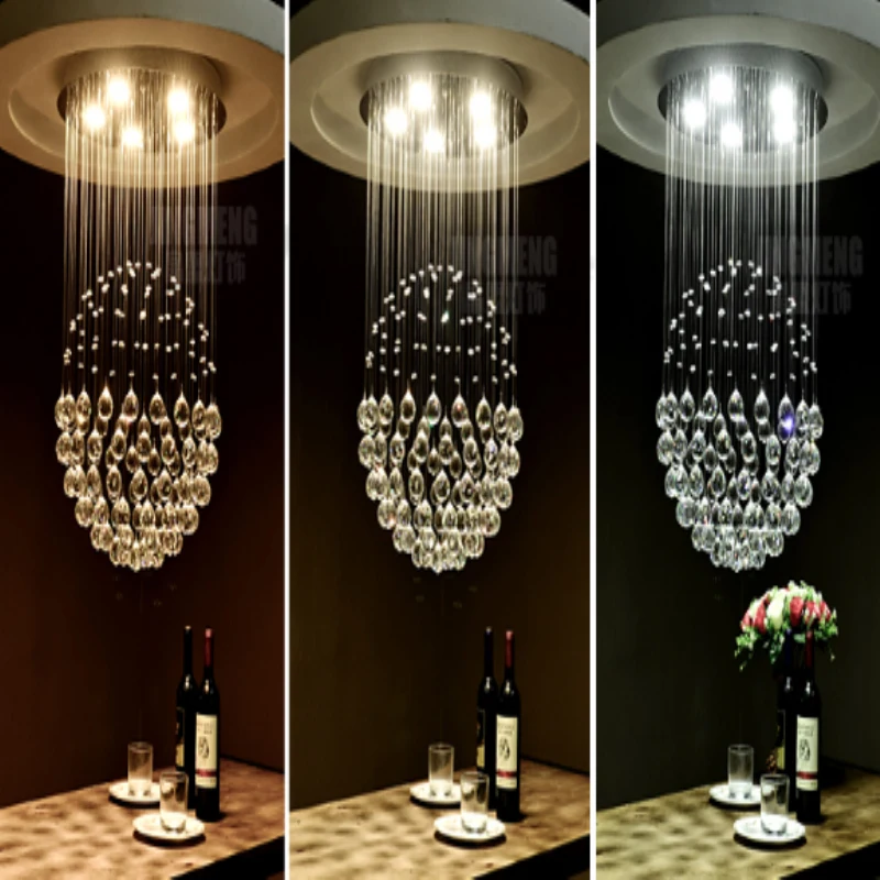 K9 Crystal Chandelier round Shape Pendant Light with Hanging Wire for Living Room Restaurant Ceiling Lamp Elegant Ball Design