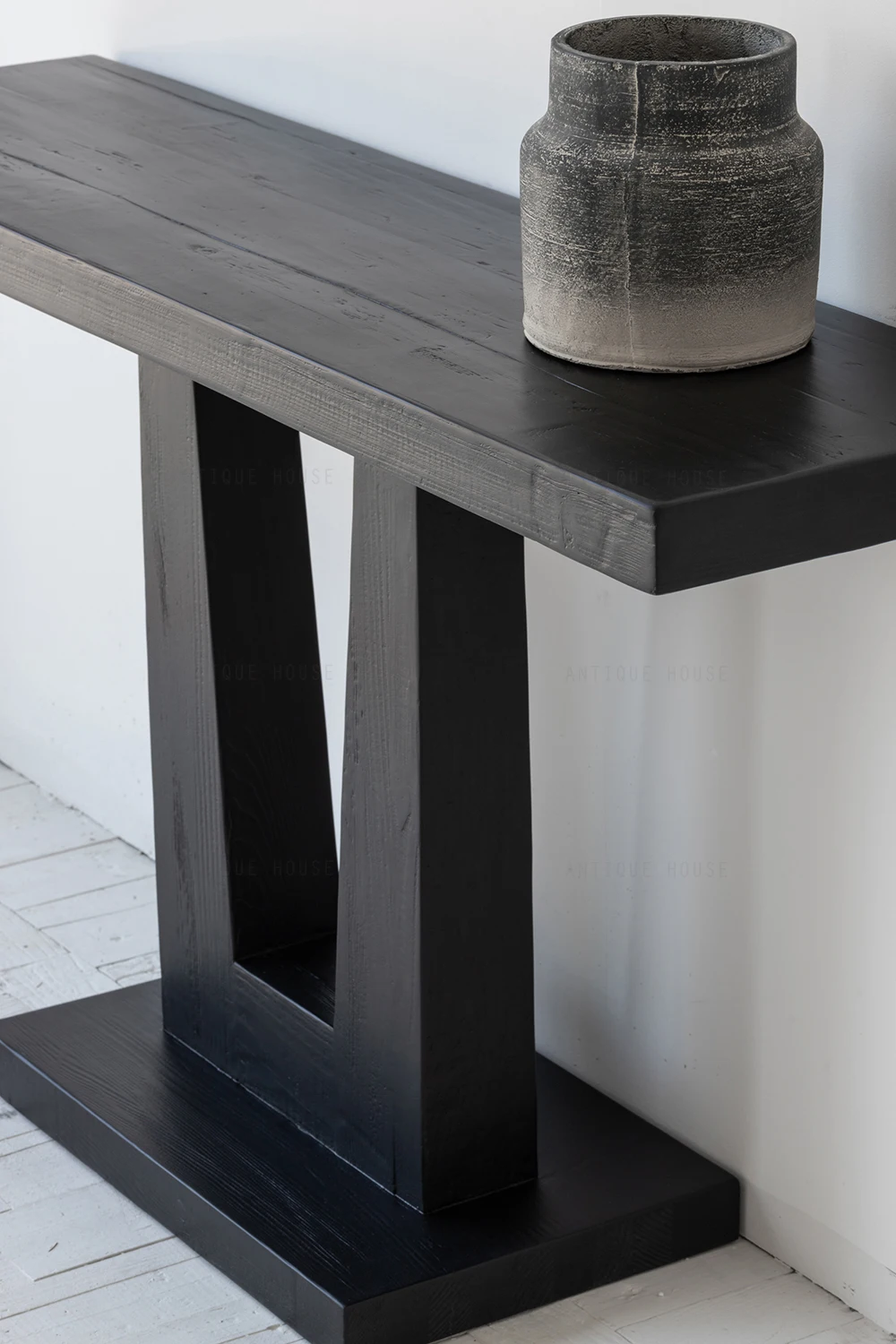 Japandi Living Room Furniture Recycled Pine Wood Wooden Black Console Table Modern Console