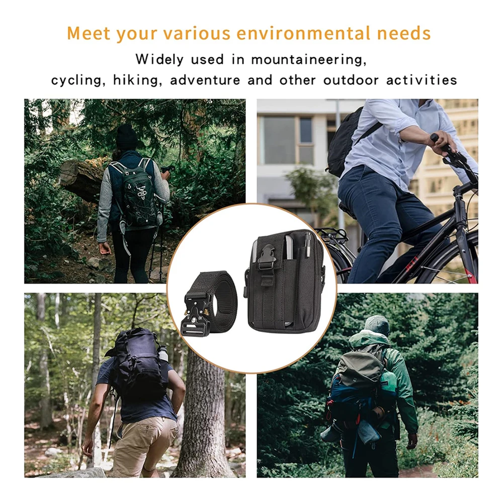 Molle Pouch Belts with Heavy Duty Quick Release Metal Buckle Security Molle Waist Bag Waist Work Tactical Belt