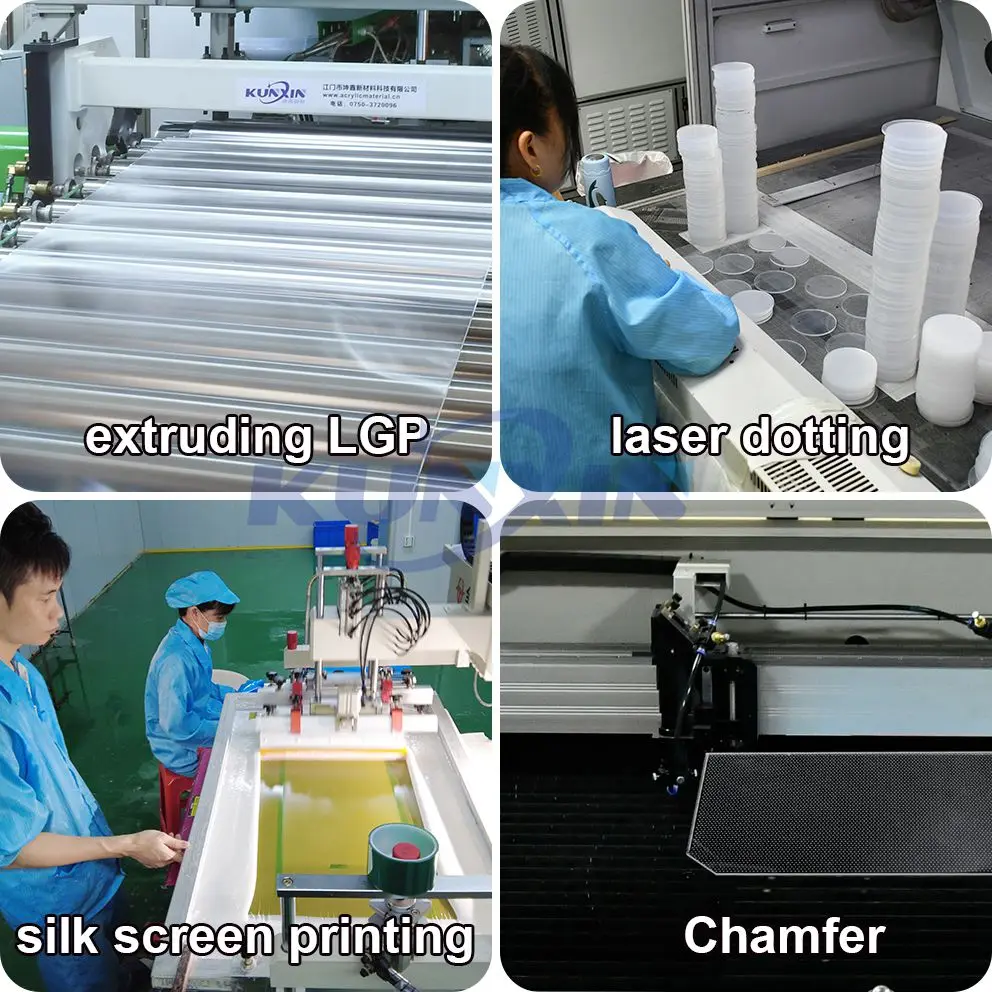Kunxin Dotting Design Clear Led Light Guide Plate 2mm 3mm 4mm Edge Lit Acrylic Panel LGP Sheet