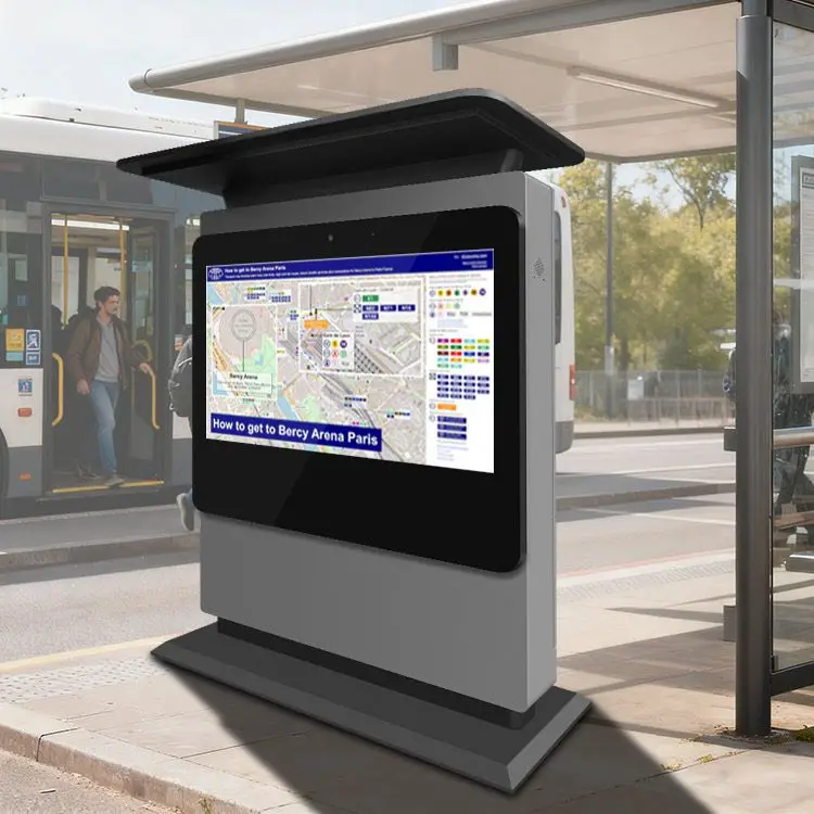 Transport hub outdoor information kiosk