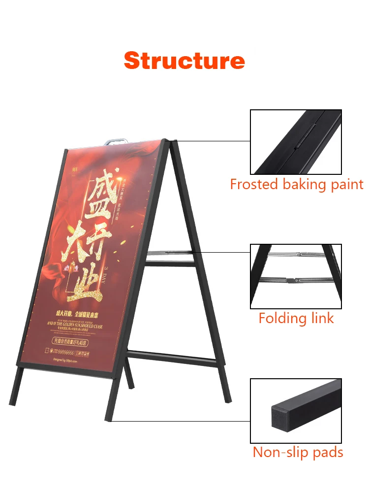 Custom Portable Metal Display Racks Single/double Side Frame Sign Stand ...