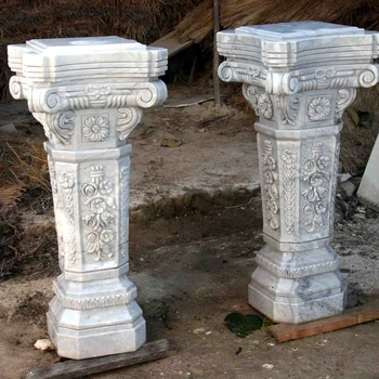 Elegant House Pillars of Refined Marble, Garden Columns of Classic Beauty