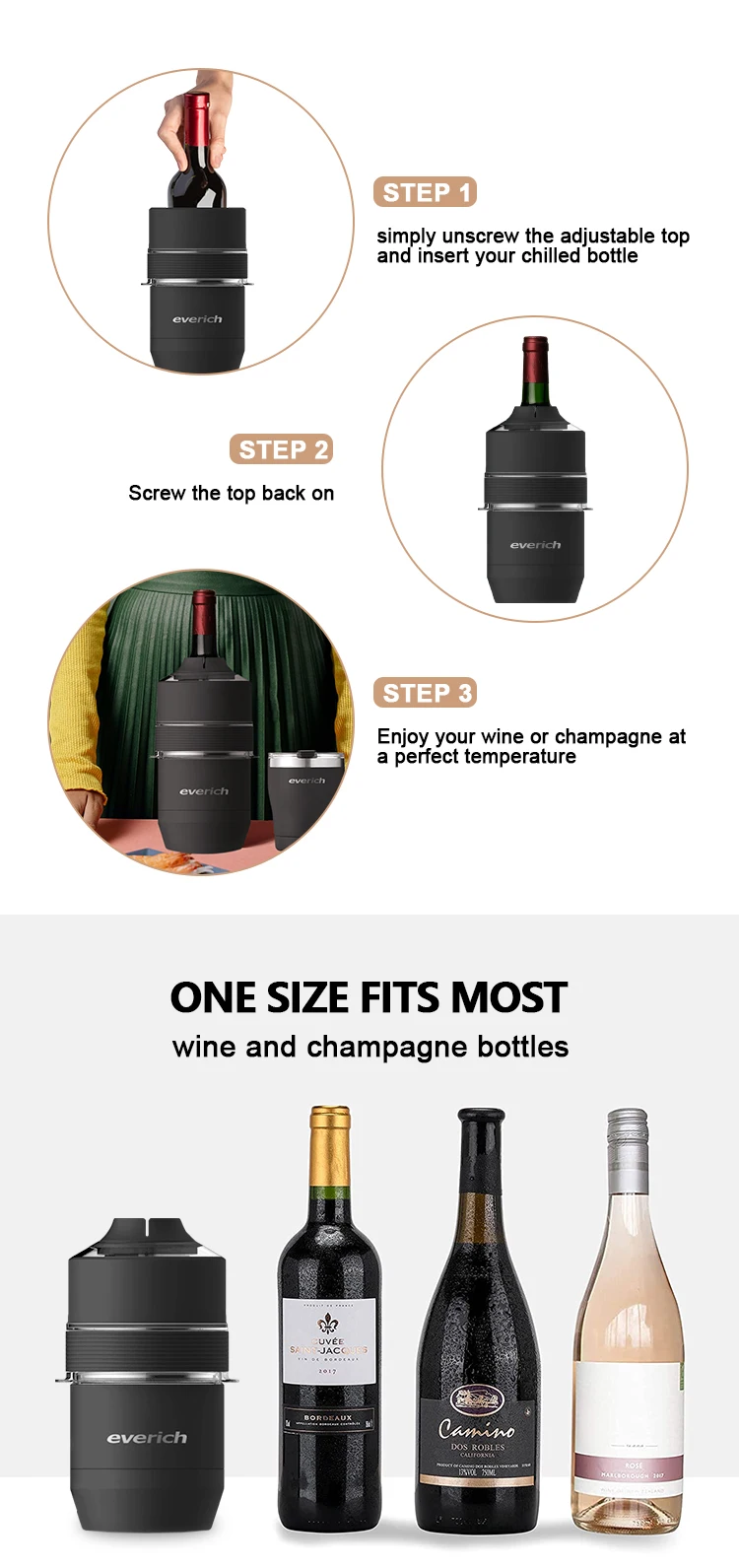 2023 Odm Wine Chiller With 2 Stemless Wine Tumblers Stainless Steel