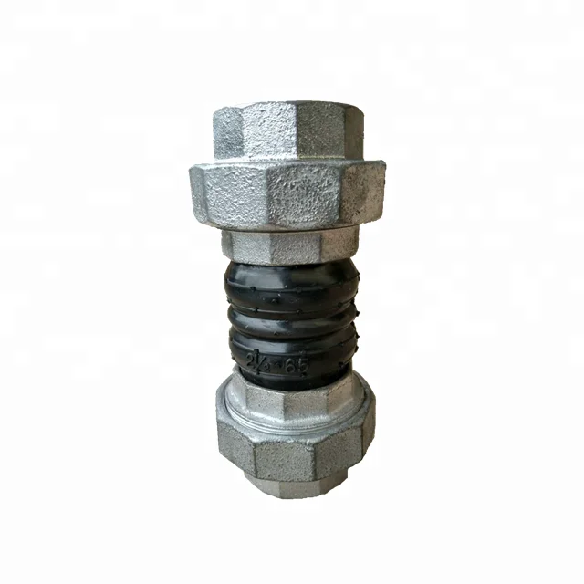 DUCTILE IRON ZING PLATED Union RUBBER FLEXIBLE JOINT - F/F THREADED
