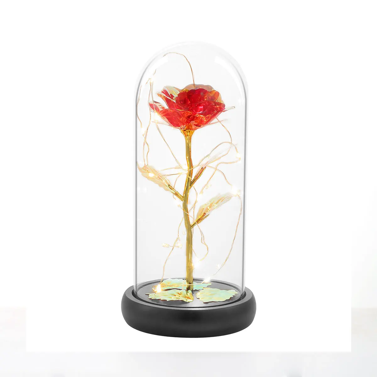 Artificial Rose Christmas Flowers For Sale In Glass Dome Decorative With Lights Valentines Day Best Gifts