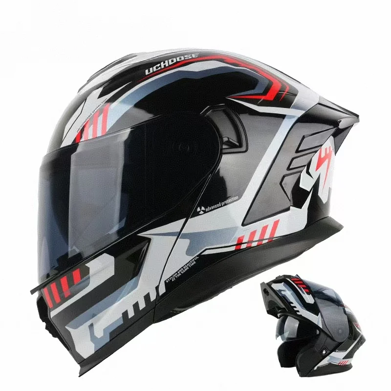 High Quality Unisex Dual Visor Flip-up Motorcycle Helmet Astronaut Style Comfortable Lining Custom Decal Low-Priced ABS Material