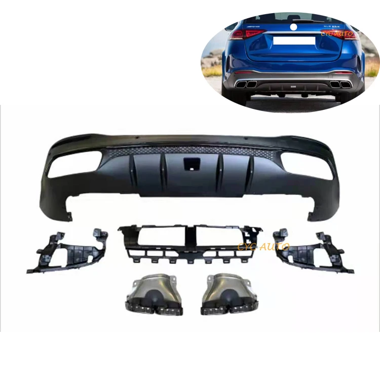 W167 GLE63 Diffuser Rear Bumper Diffuser with Pipe for Mercedes Benz GLE Class W167 Bodykit 2020 2021