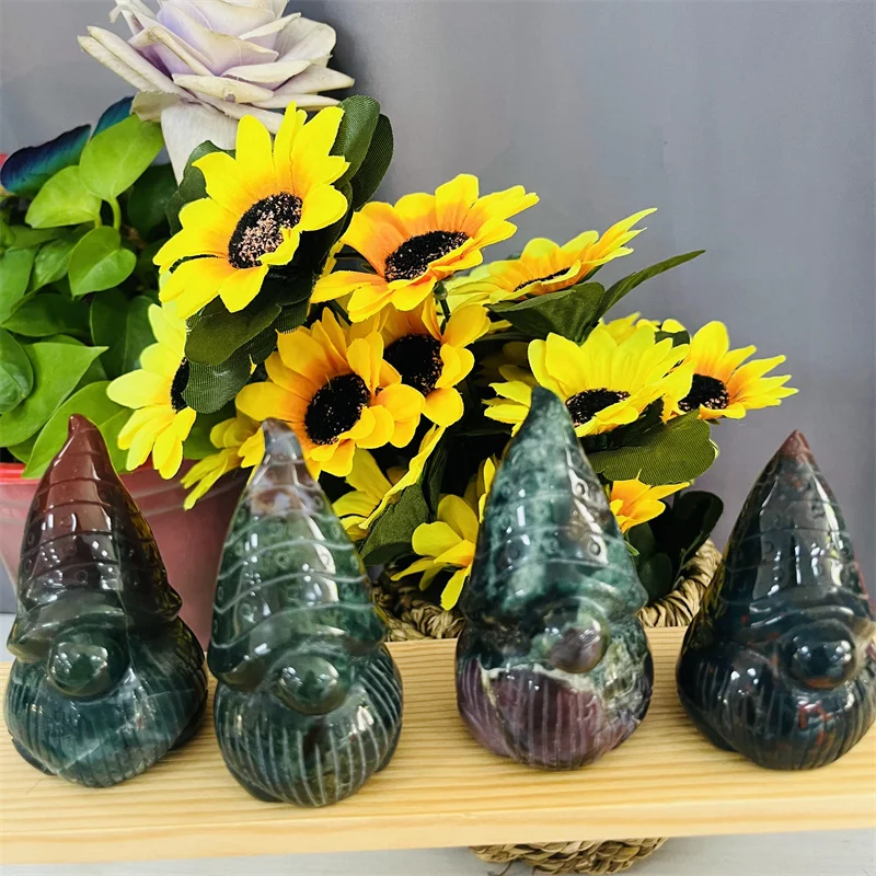 Hand-carved Ocean Jasper Gnomes - Kindfull Crystal Crafts