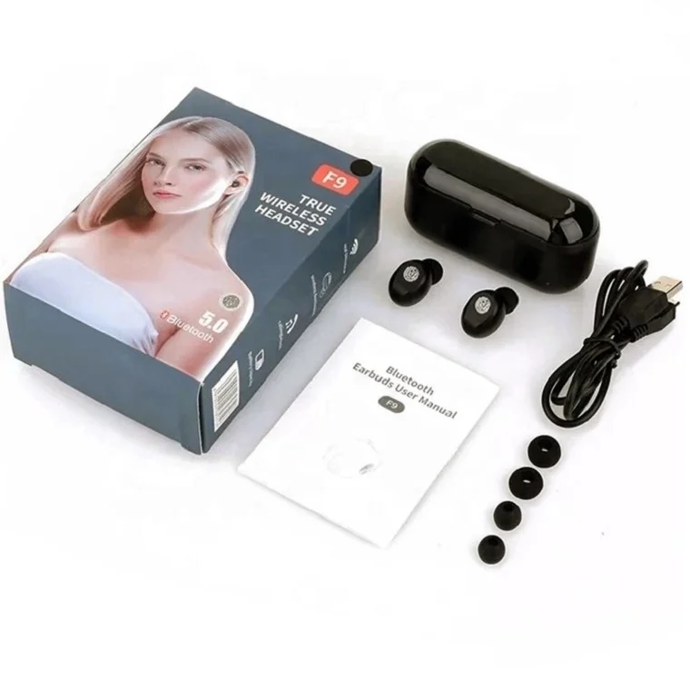 F9-5C Tws Elektronik Earphone Headphone Aksesori F9 Earbud Audifonos  Earphone Gratis Sampel untuk Ponsel Xiaomi Huawei Iphone
