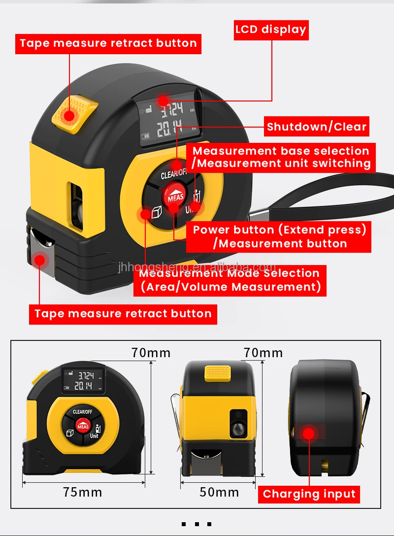 Lcd 330ft Electric Measuring Tape Laser Tape Measure Laser Meter Laser