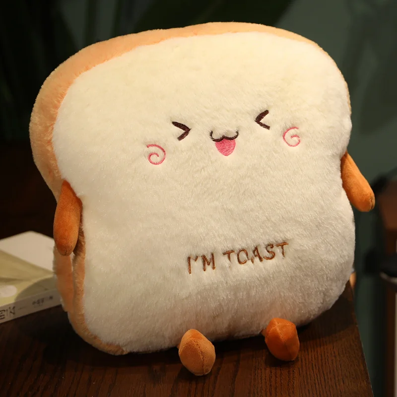 トースト型ぬいぐるみ 柔らかいぬいぐるみトーストパンぬいぐるみ人形枕カワイイ感情的