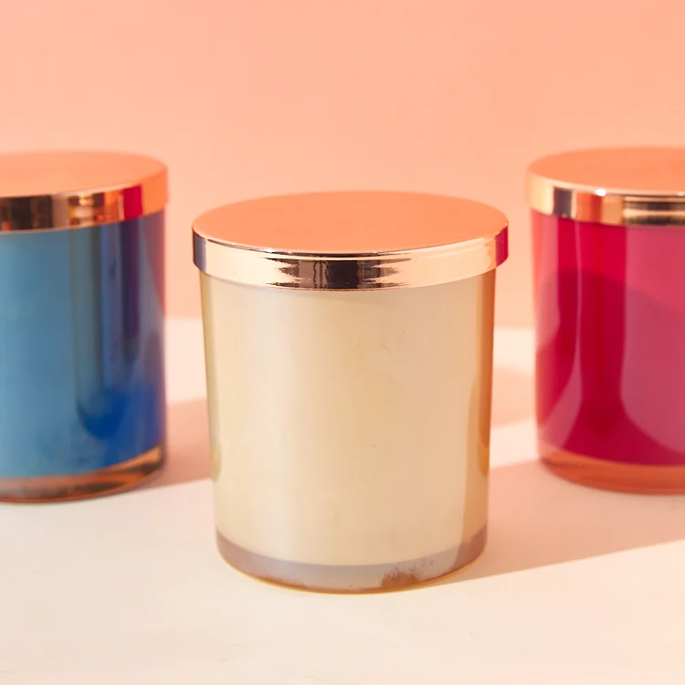 Wholesale 10oz Glossy Electroplate Champagne Candle Container Luxury