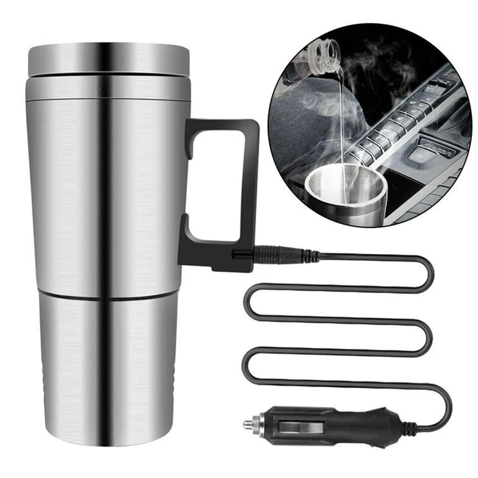 DS1294 Portable 12V/24V Stainless Steel Travel Coffee Mug - Eco-Friendly  Electric Kettle for Tea and Hot Water Heating